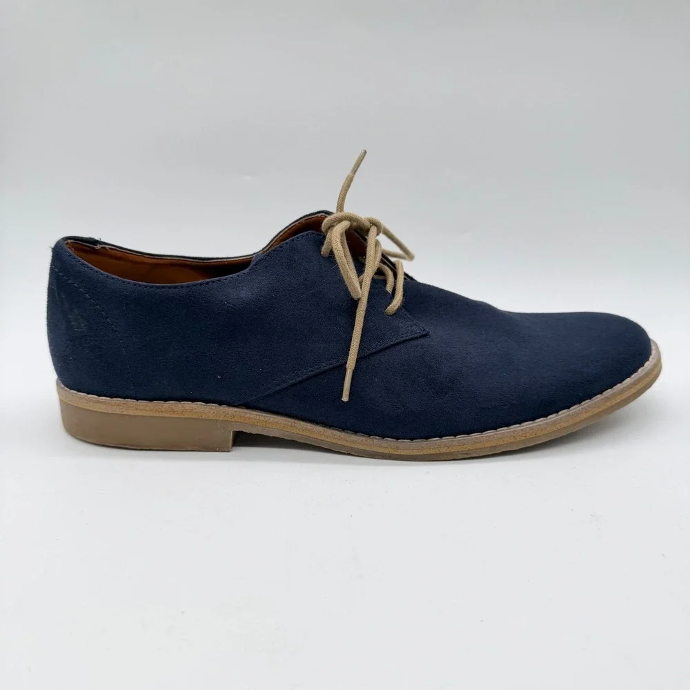 H&M Mens Navy Blue Faux Suede Derby Shoes Lace Up Casual Dress Shoes Size 43 10